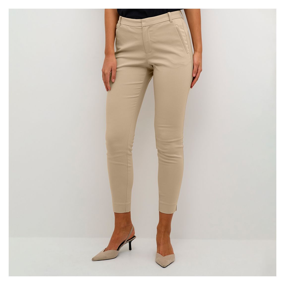 Beige Vanessa Slim Fit Cotton Trouser main product photo