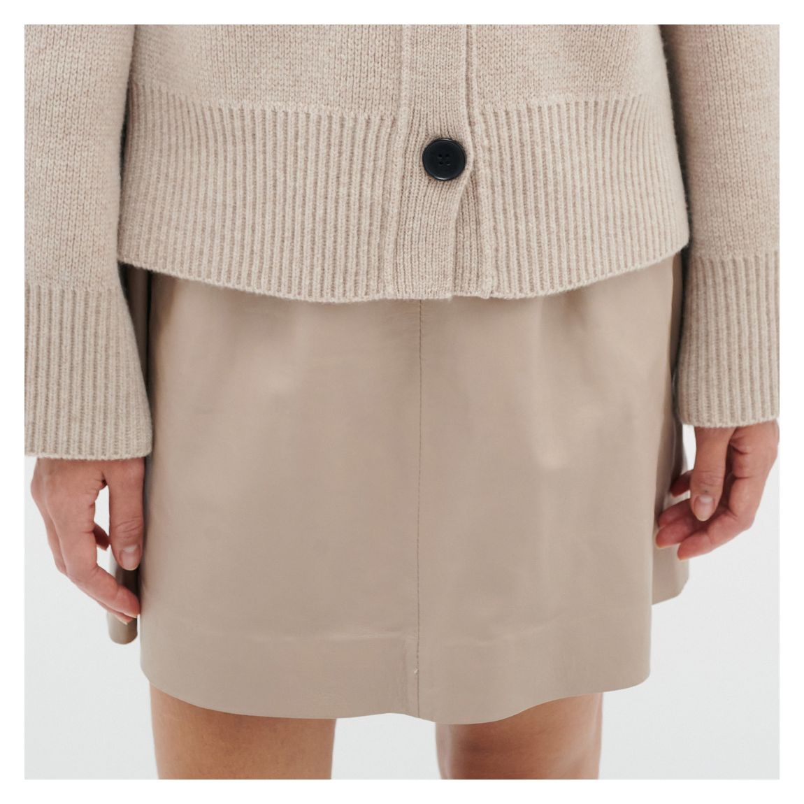 Beige Wook Leather Mini Skirt main product photo