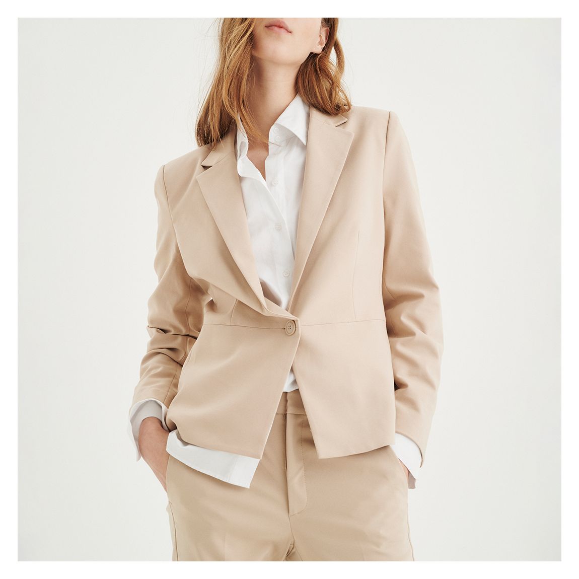 Beige Zella Cotton Blend Blazer main product photo