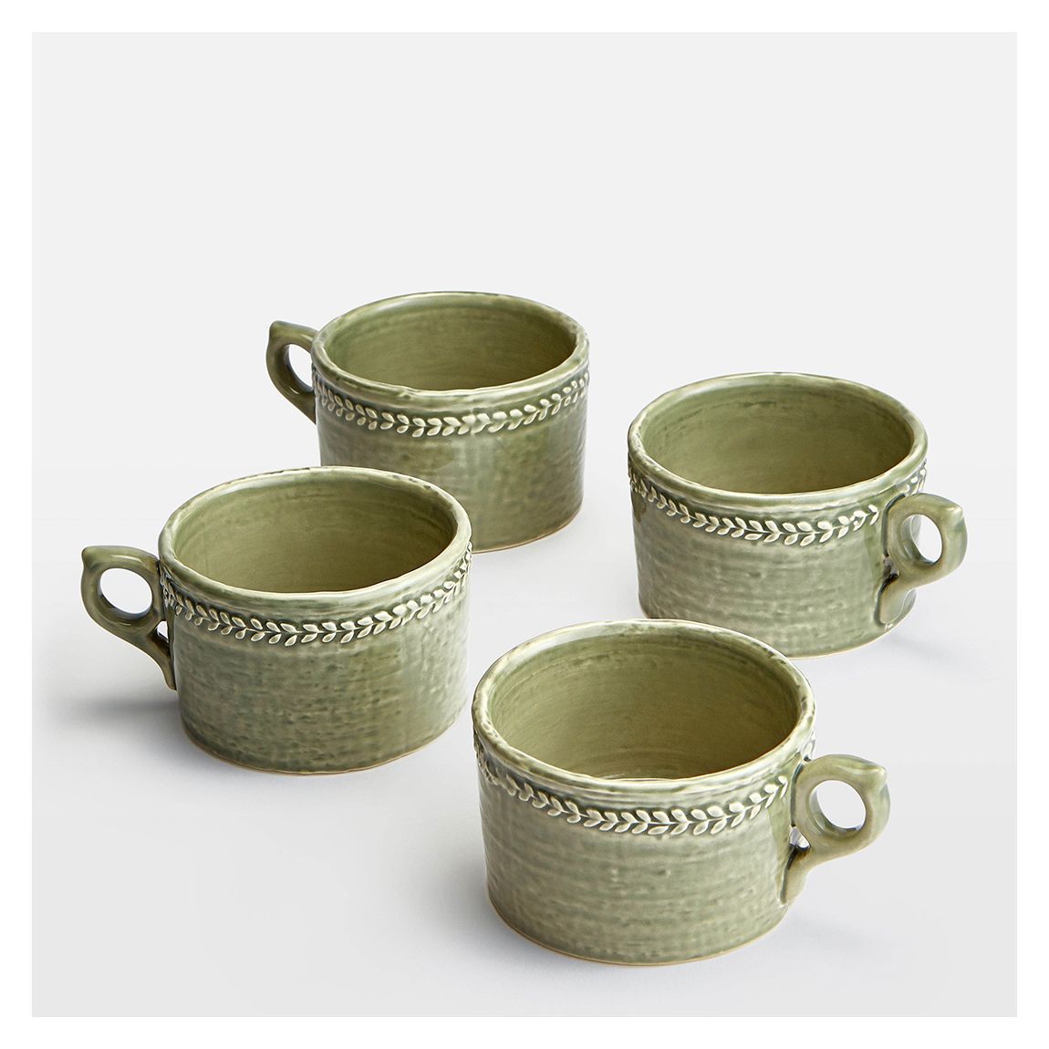 Set of 4 Green Hillcrest Mugs main product photo