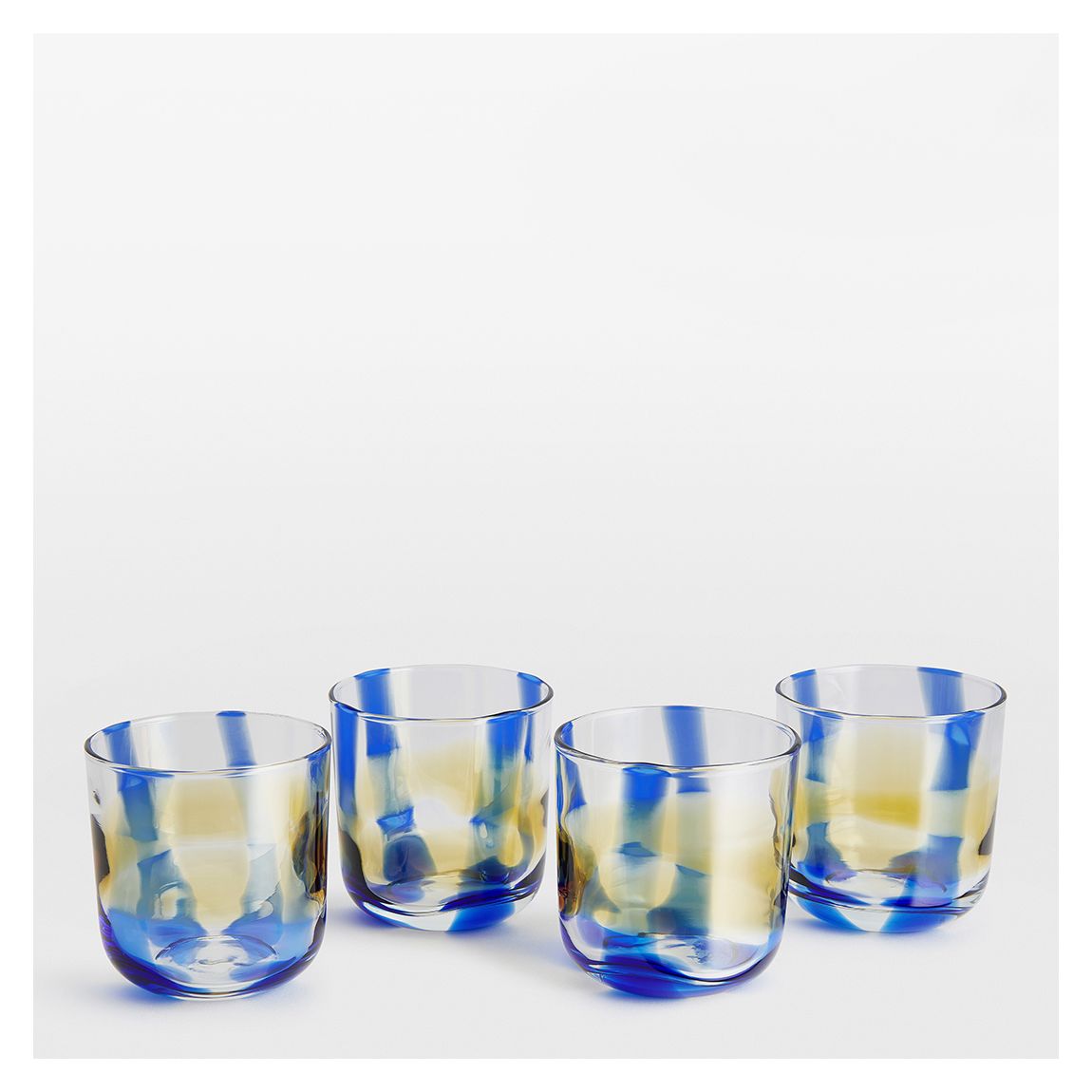 Set of 4 Blue and Amber Livorno Rocks Glasses main product photo