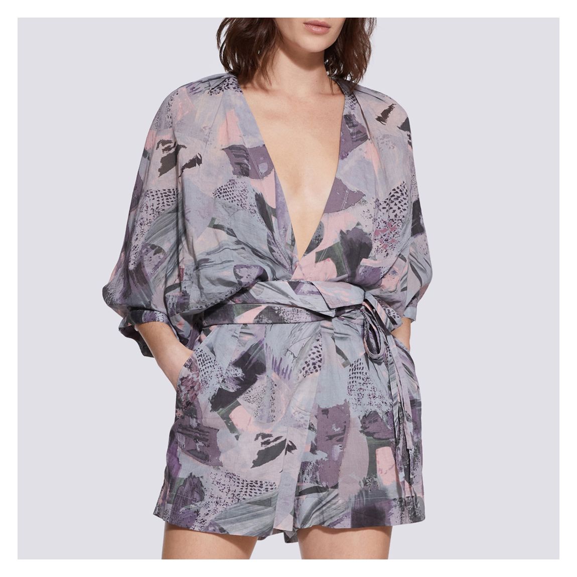 Purple Multi Ceran Cotton Playsuit main product photo