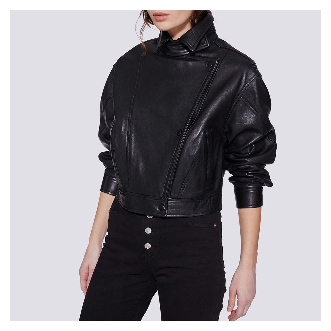 Black Leather Alkal Biker Jacket main product photo