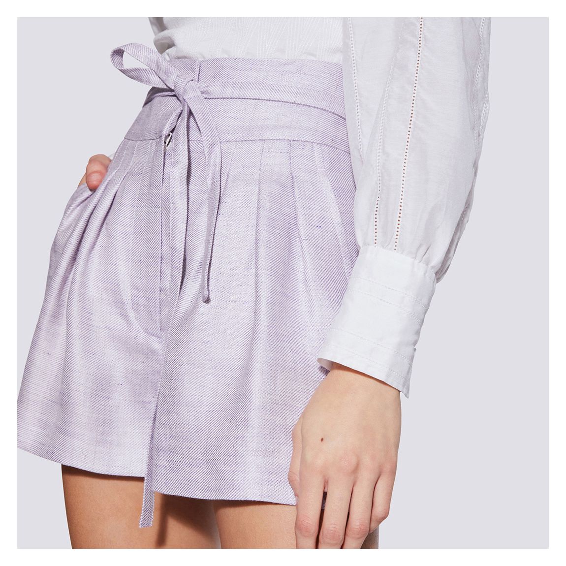 Lilac Lafa Belted Linen Blend Short main product photo