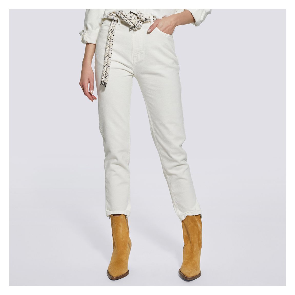 Cream Eli Cropped Stretch Jeans main product photo