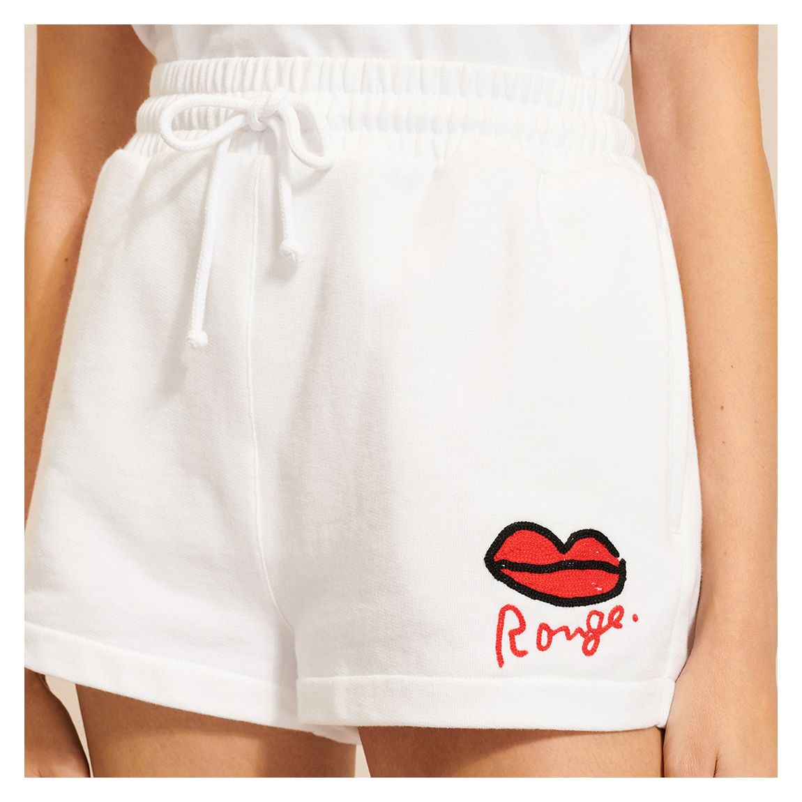 White Cotton Embroidered Shorts main product photo