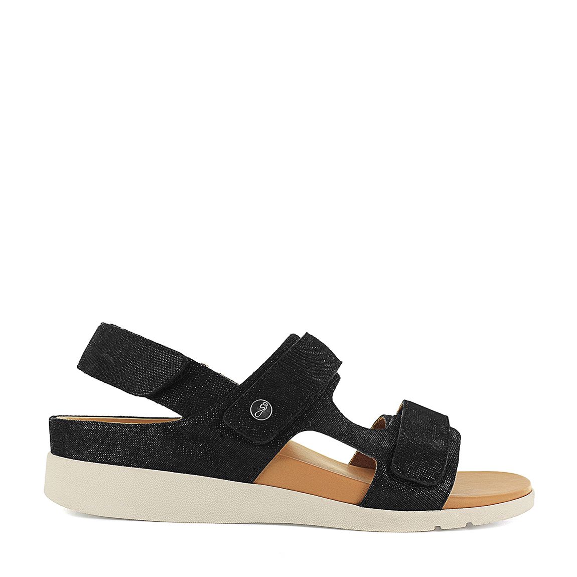 Black Sparkle Aruba Velcro Straps Sandals main product photo