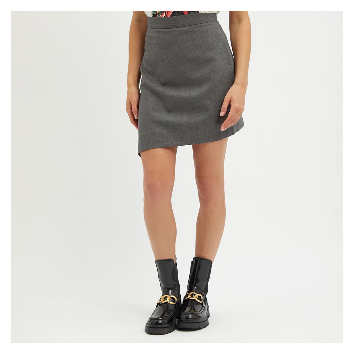 Grey Asymmetric Wool Mini Skirt main product photo
