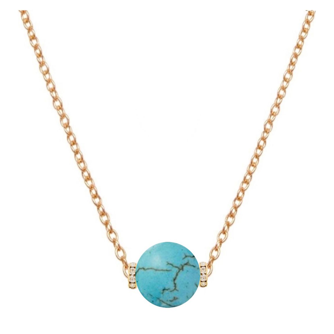 18K Gold Turquoise Embellished Solitaire Necklace main product photo
