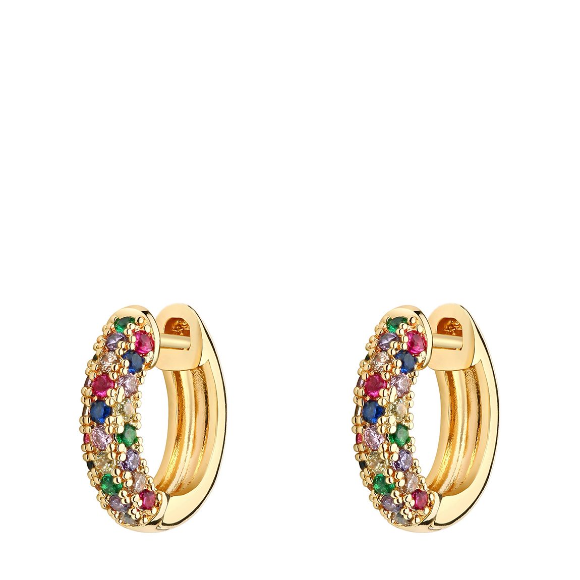 18K Gold Multi Color Huggie Earrings main product photo
