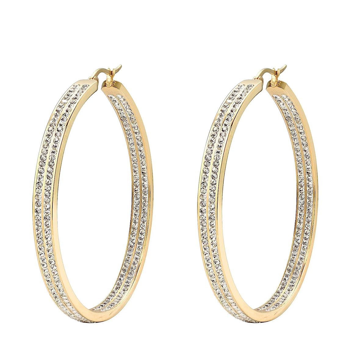 18K Gold Large Hoop Embellished Earrings main product photo