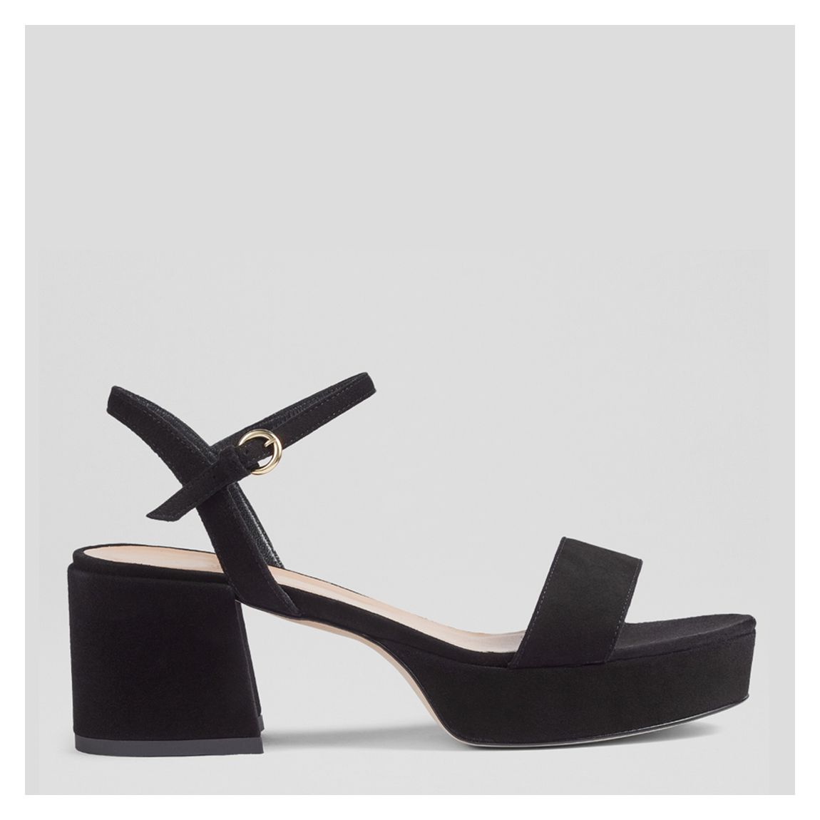Black Amia Opentoe Blockheel Leather Sandals main product photo