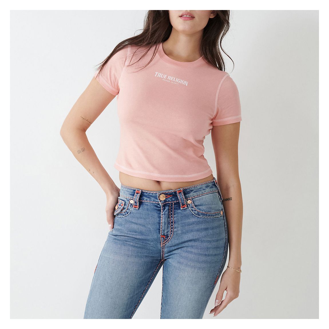 Pink Coverstitch Baby Cotton T-Shirt main product photo