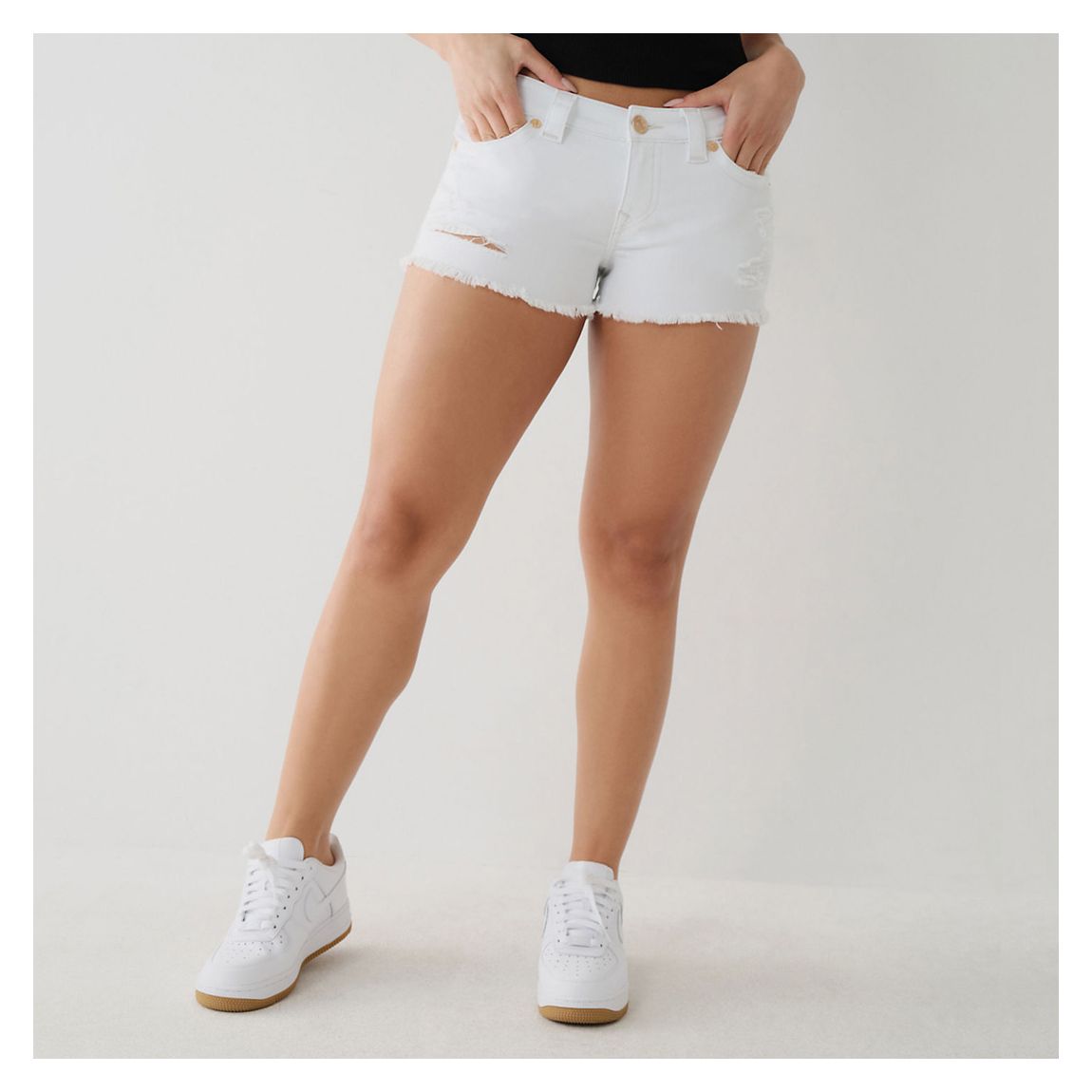 White Joey Denim Shorts main product photo