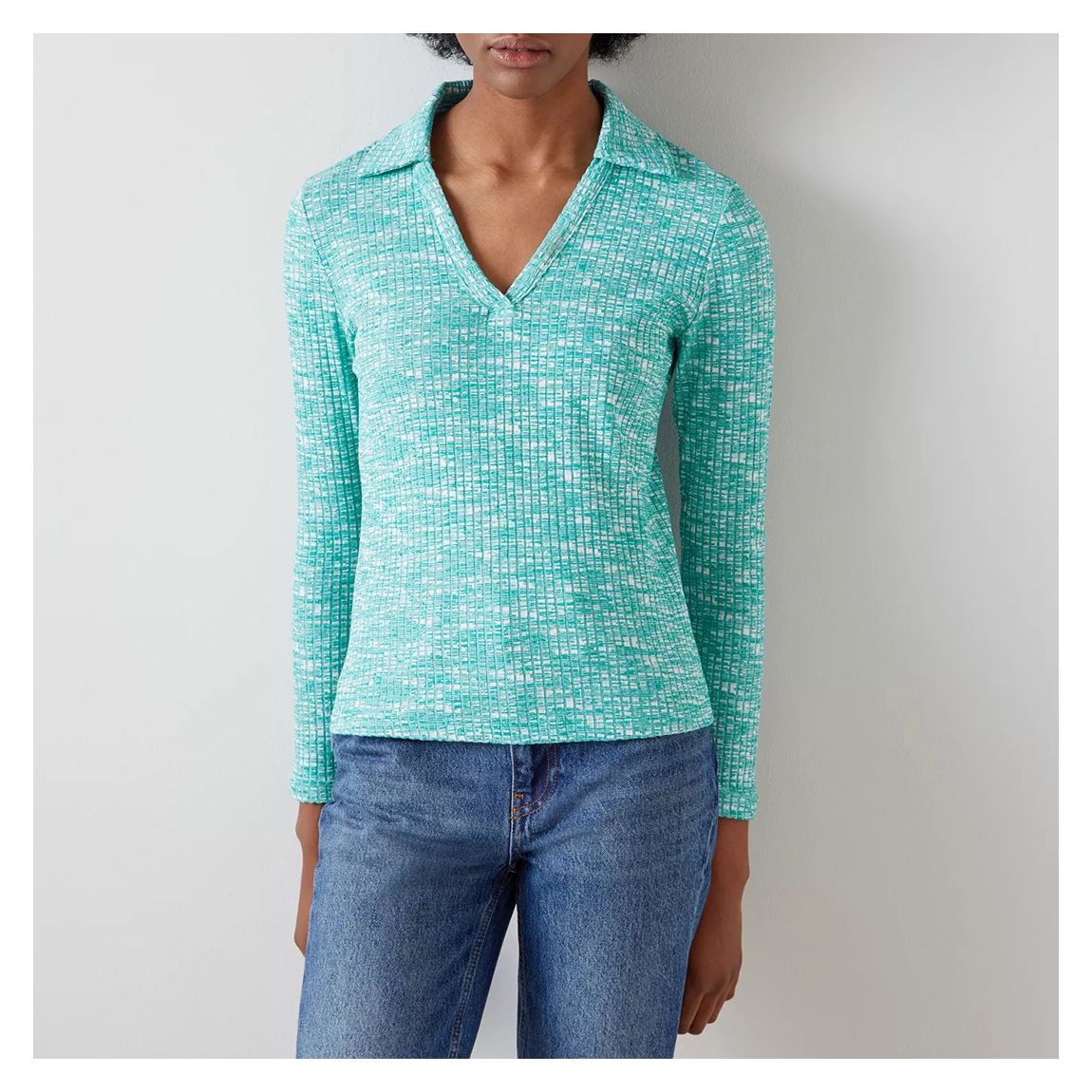 Blue Ives Ribbed Long Sleeve Top main product photo