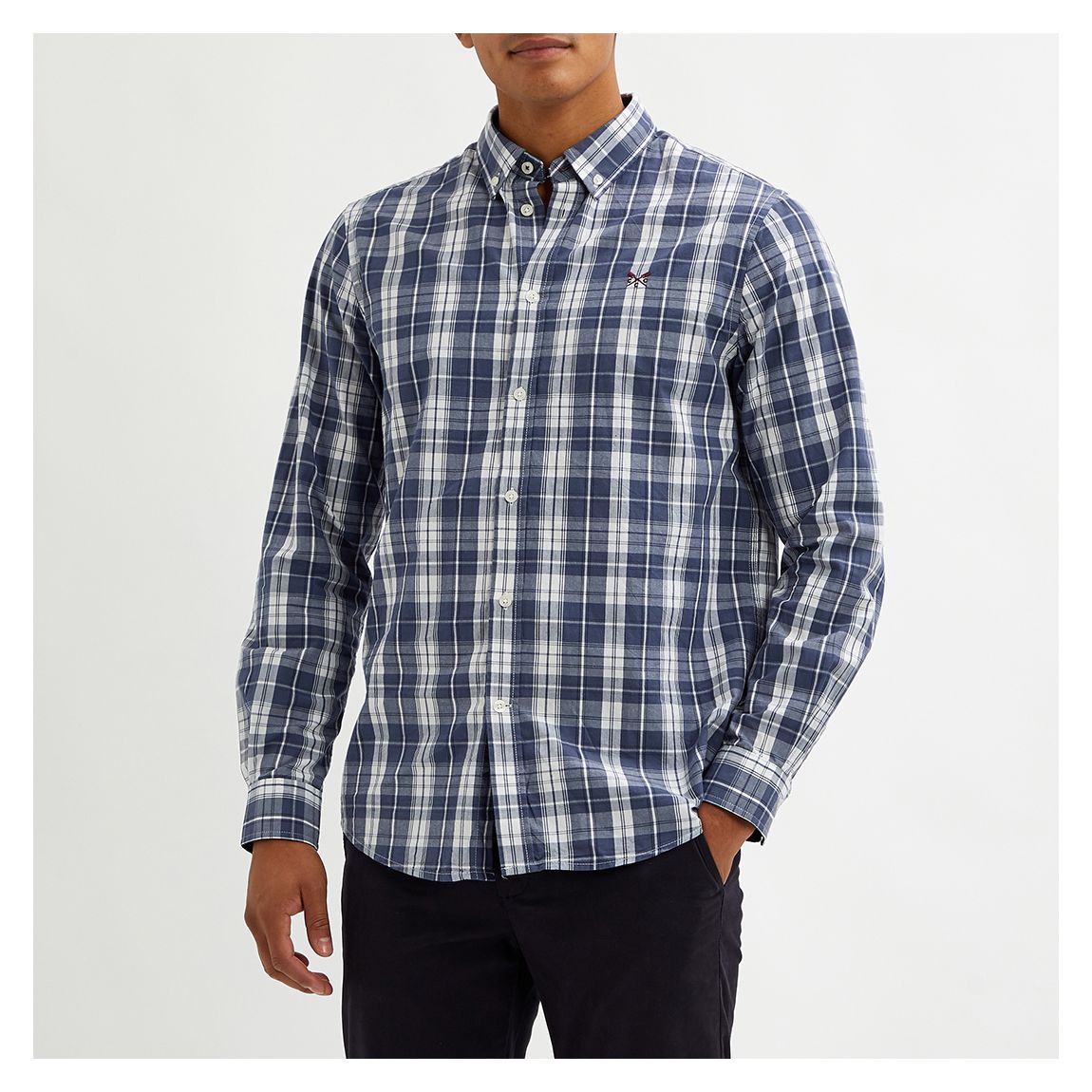 Navy Poplin Check Shirt main product photo