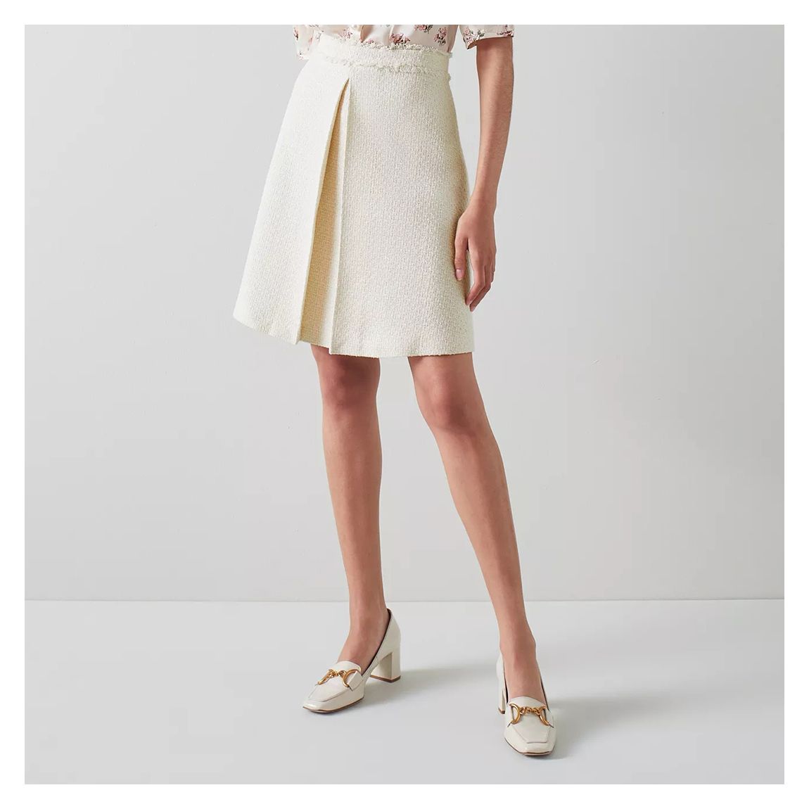 Ecru Ada A-Line Cotton Blend Skirt main product photo
