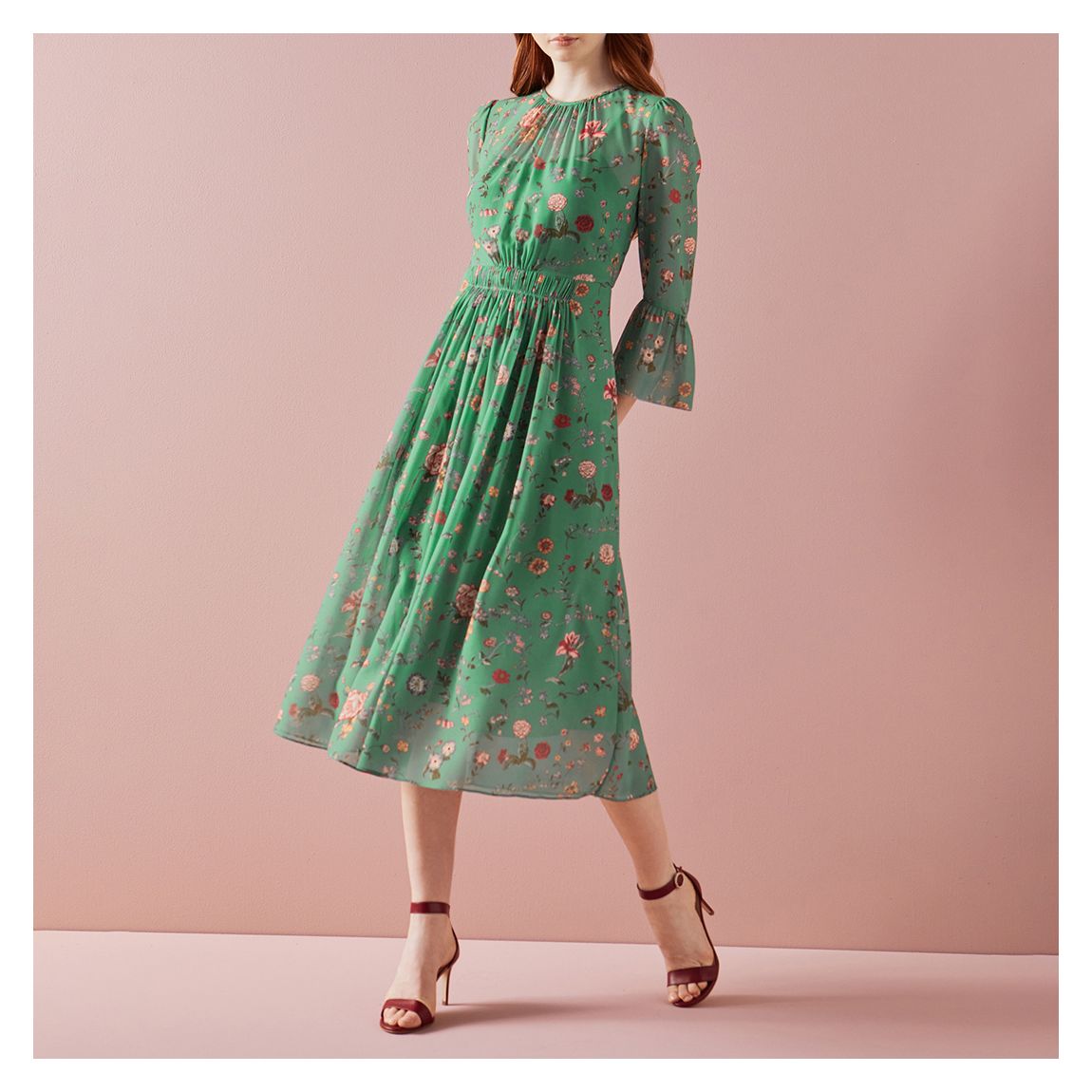 Green Floral Amanda Midi Dress main product photo