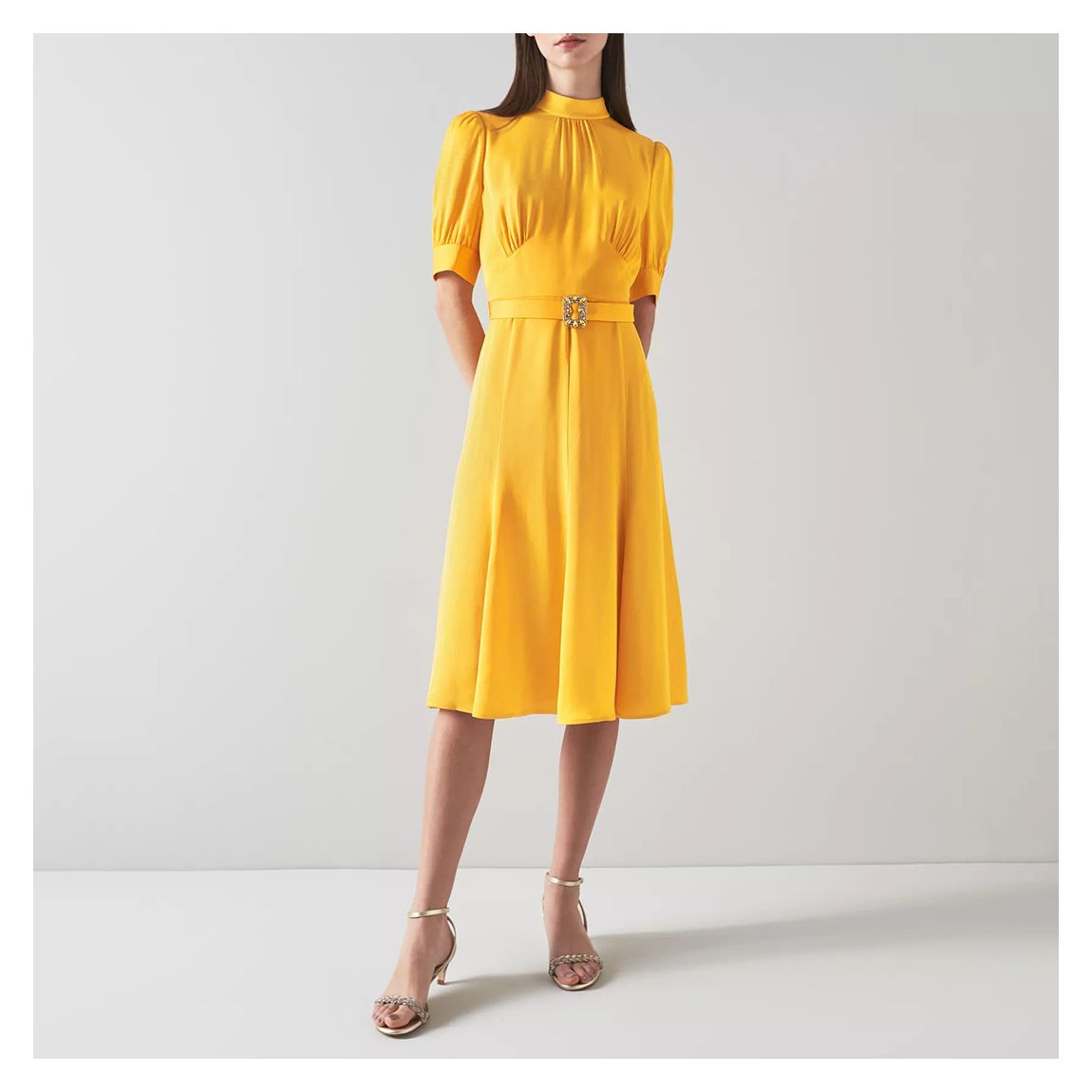 Yellow India High Neck Midi Dress main product photo
