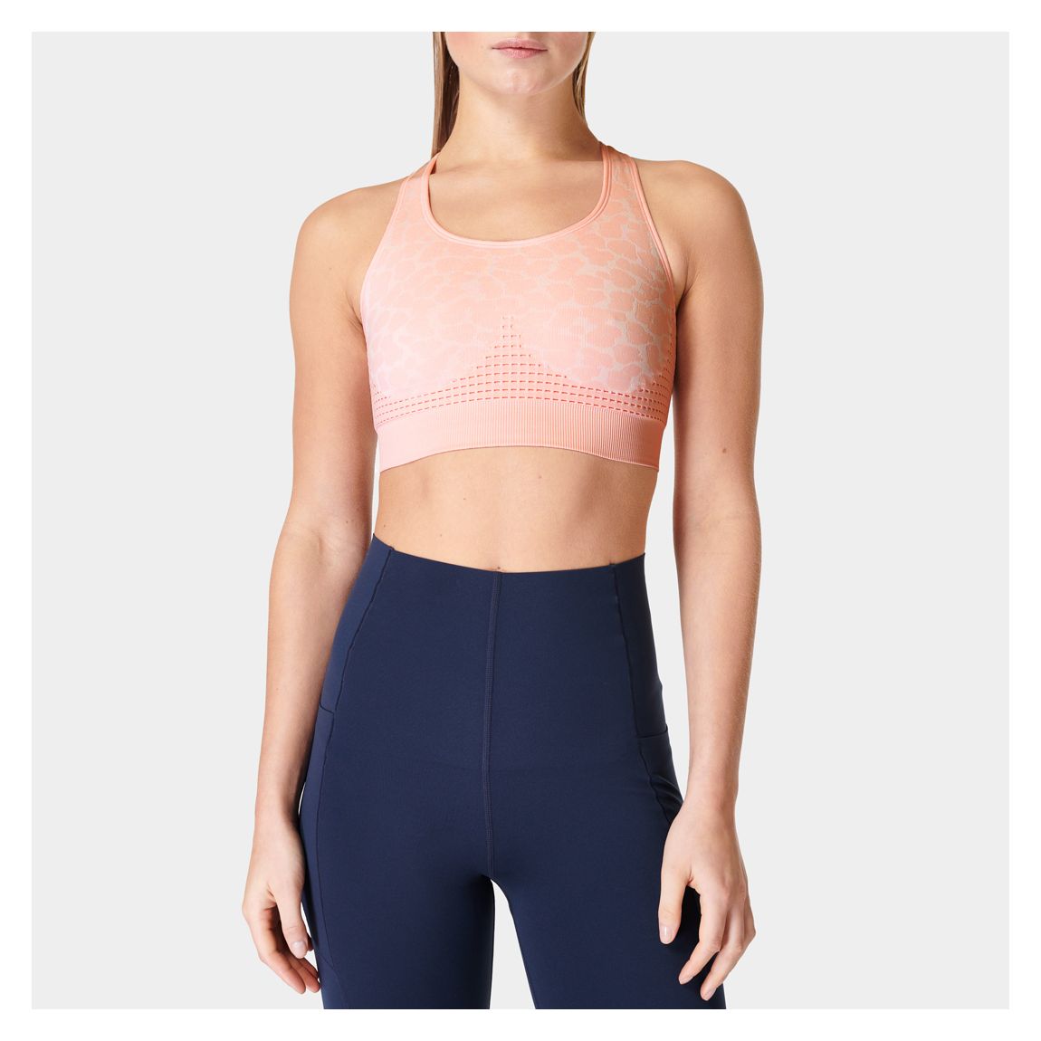 PINK Stamina Workout Bra - Pink Easy Leopard Jacquard main product photo