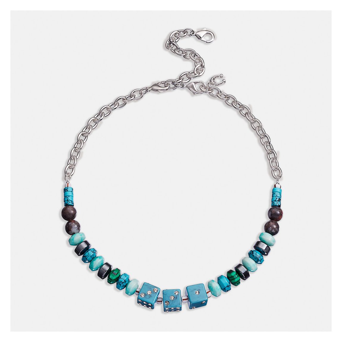 Turquoise Multi Dice Beaded Choker Necklace main product photo