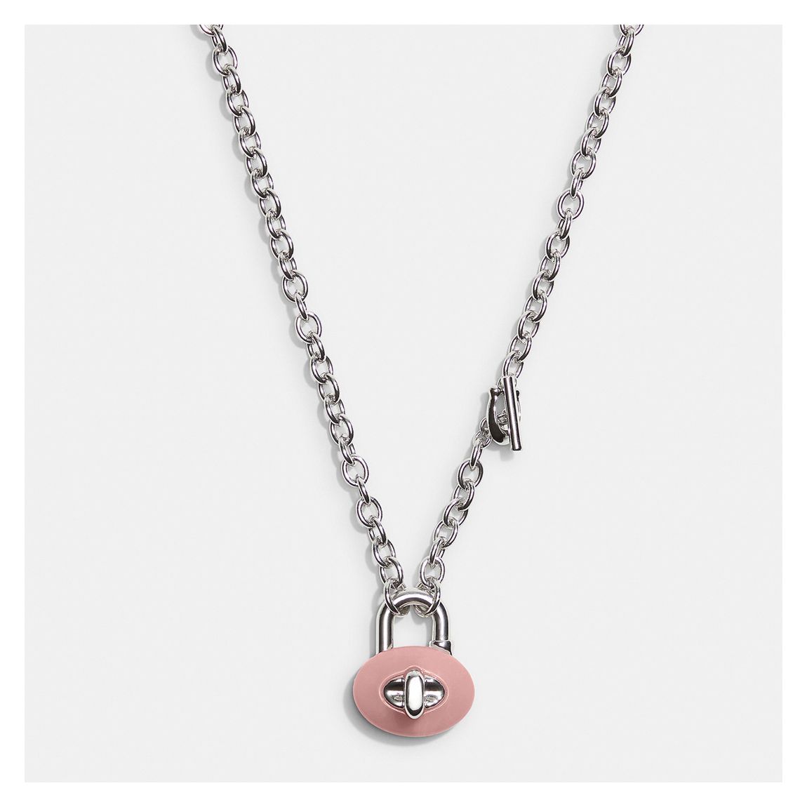 Silver Pink Chain Turnlock Necklace main product photo