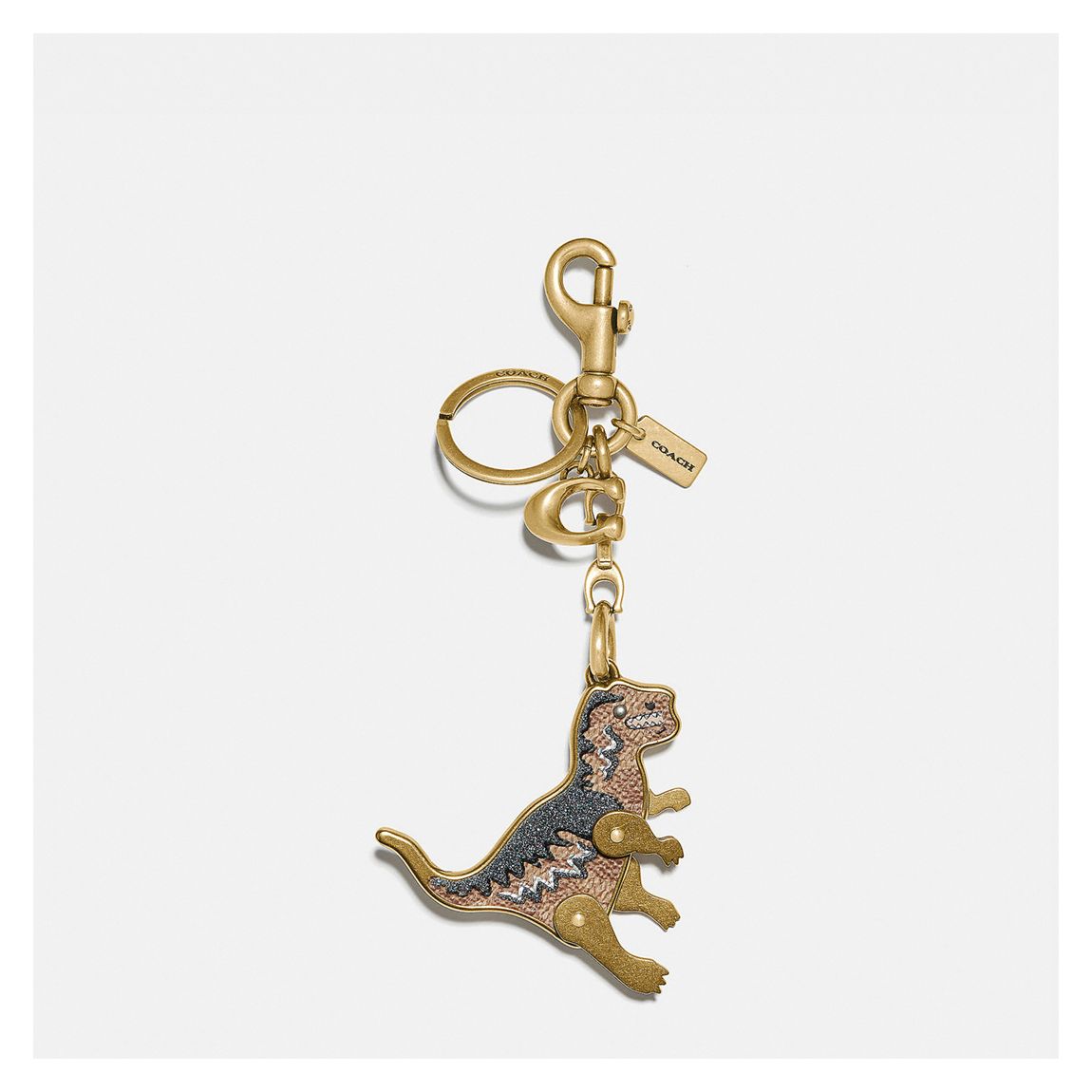 Gold Gunmetal Leather Inlay Rexy Bag Charm main product photo