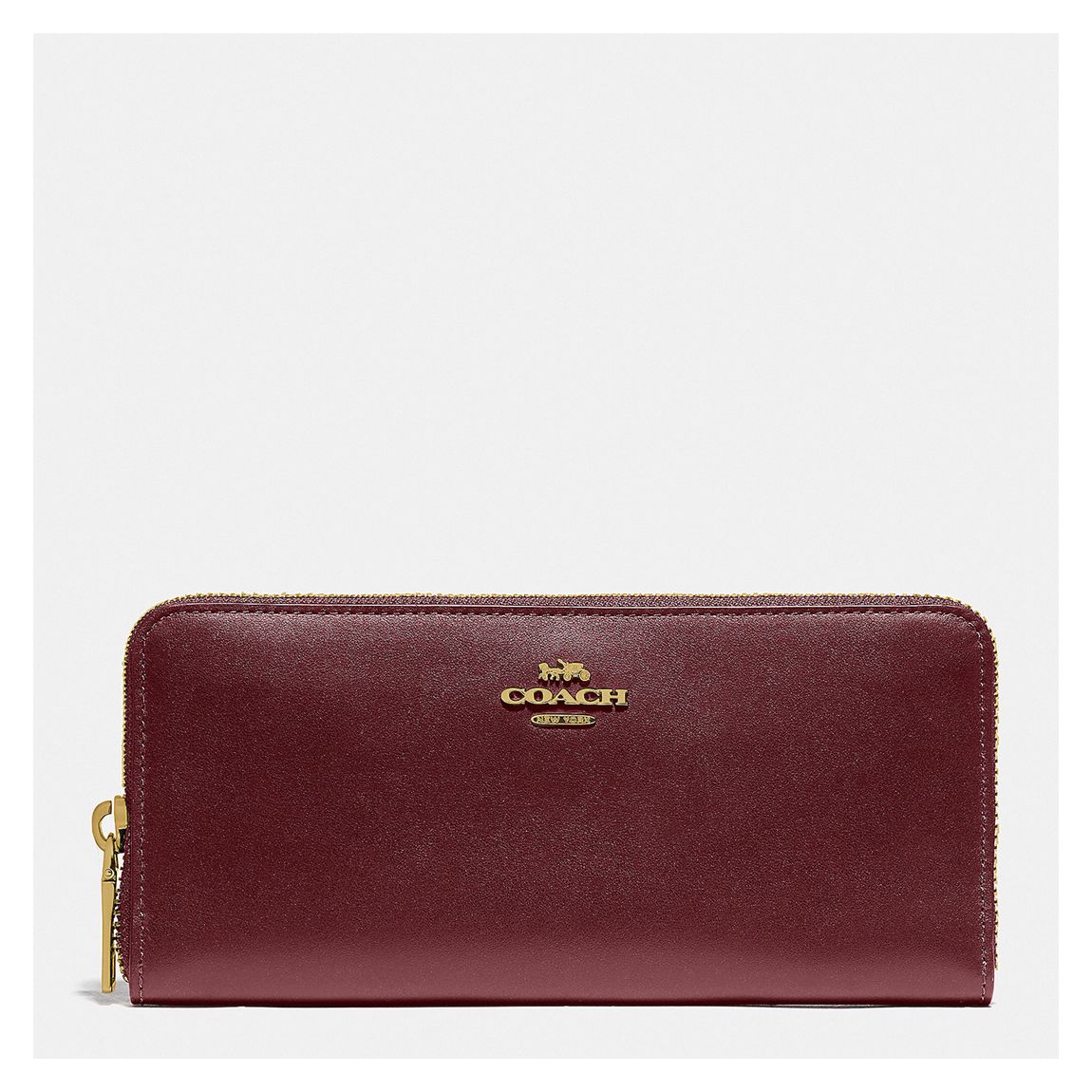 Wine Smooth Leather Slim Accordion Zip Wallet main product photo