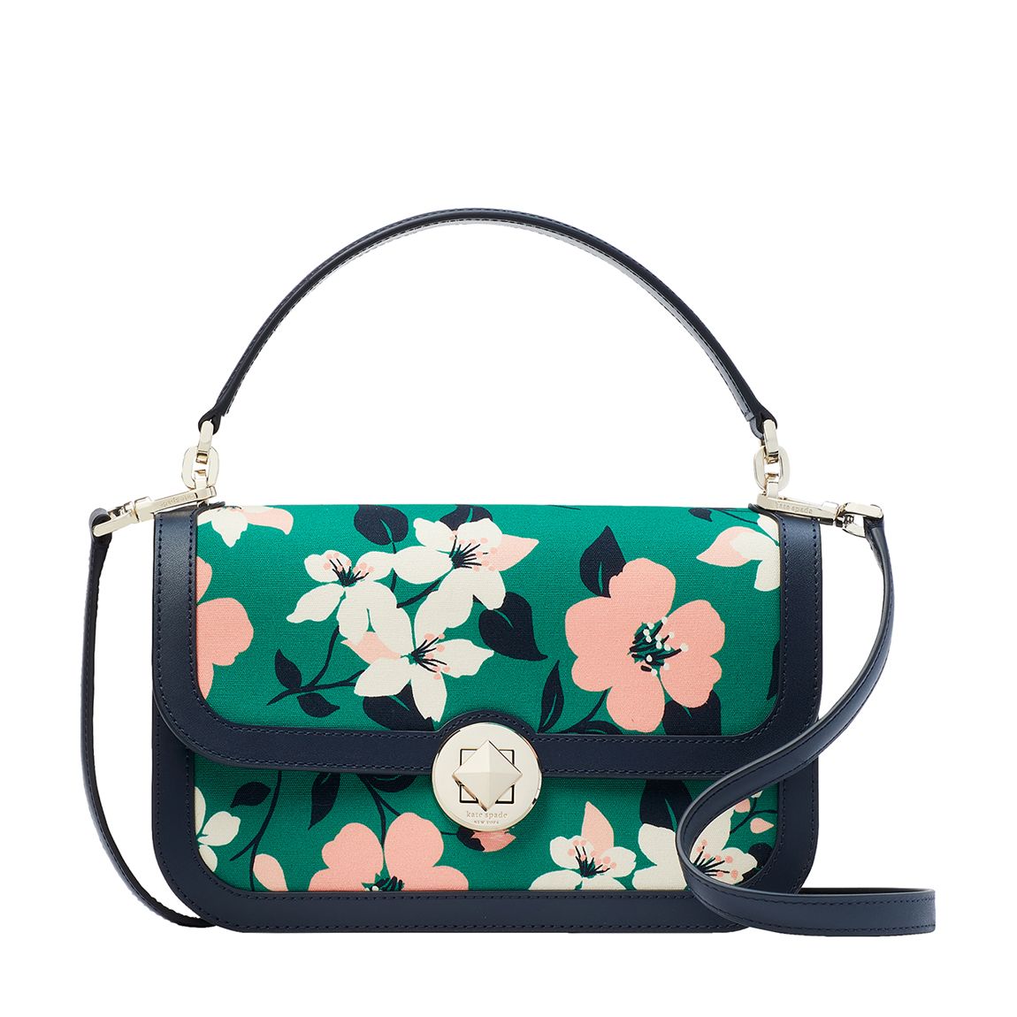 Green Multi Canvas Printed Top Handle Flap Crossbody main product photo