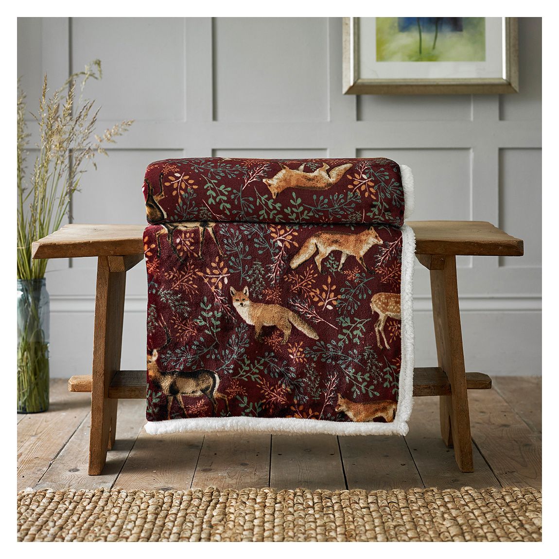 Fox and Deer Throw 140x180cm, Mulberry main product photo