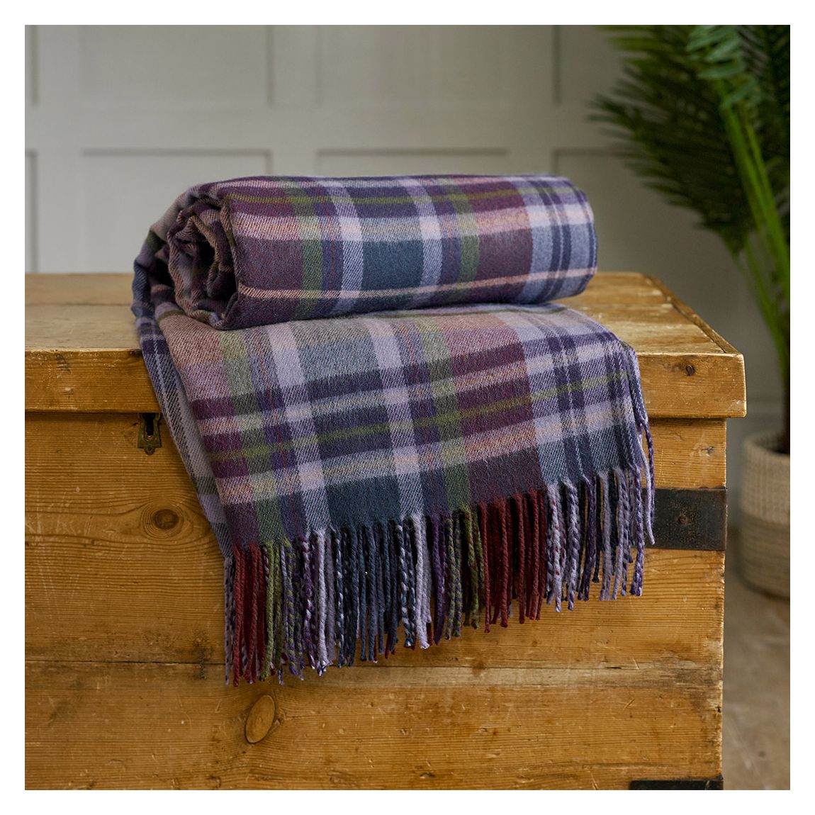 Ashwell Check 140x185cm Throw, Purple main product photo