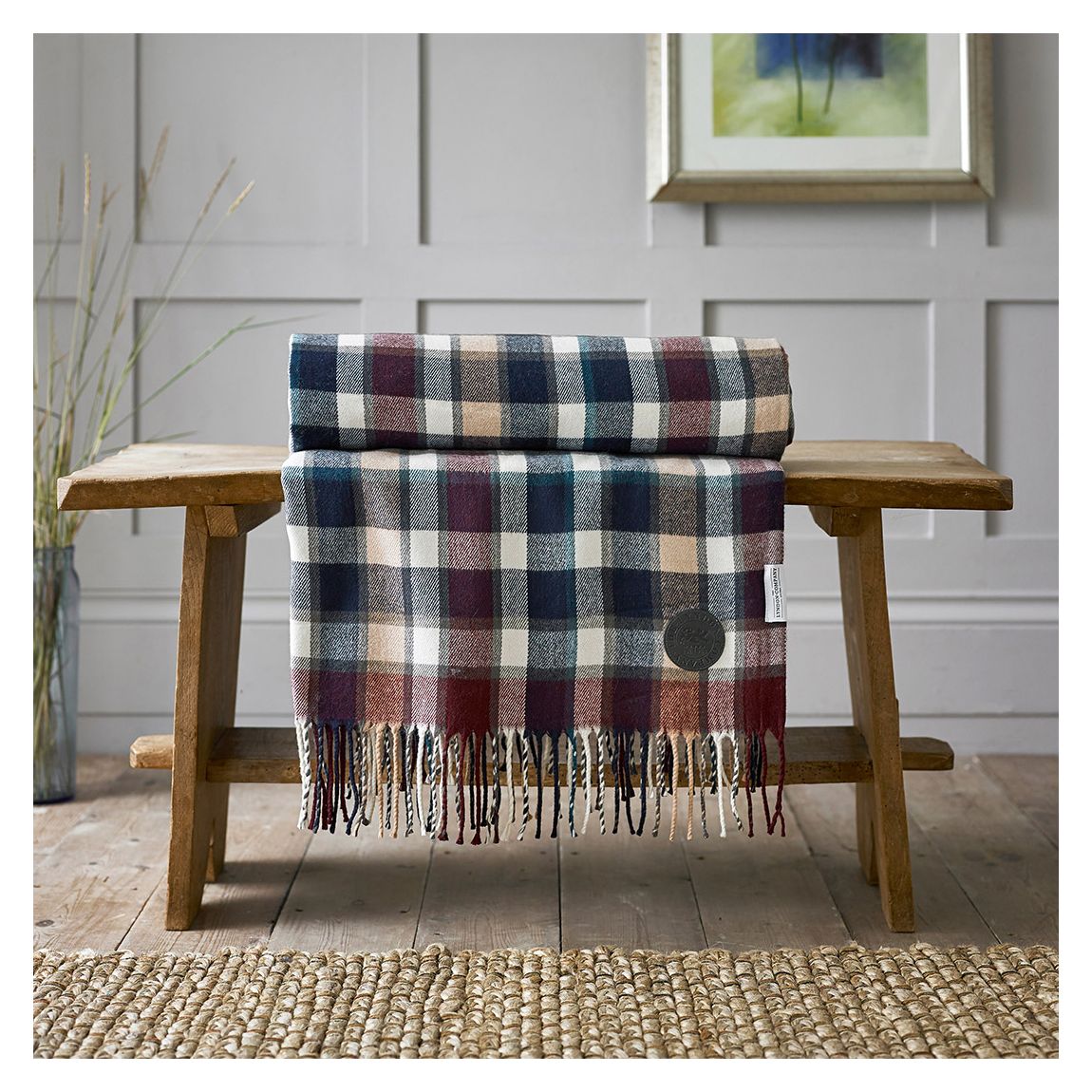Artillery Tartan Acrylic 140x185cm Throw, Natural/Red main product photo