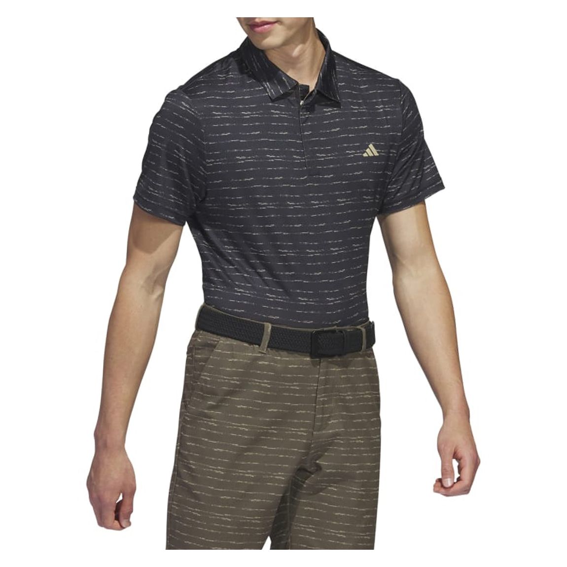 Black Striped Zip Up Golf Polo Shirt main product photo