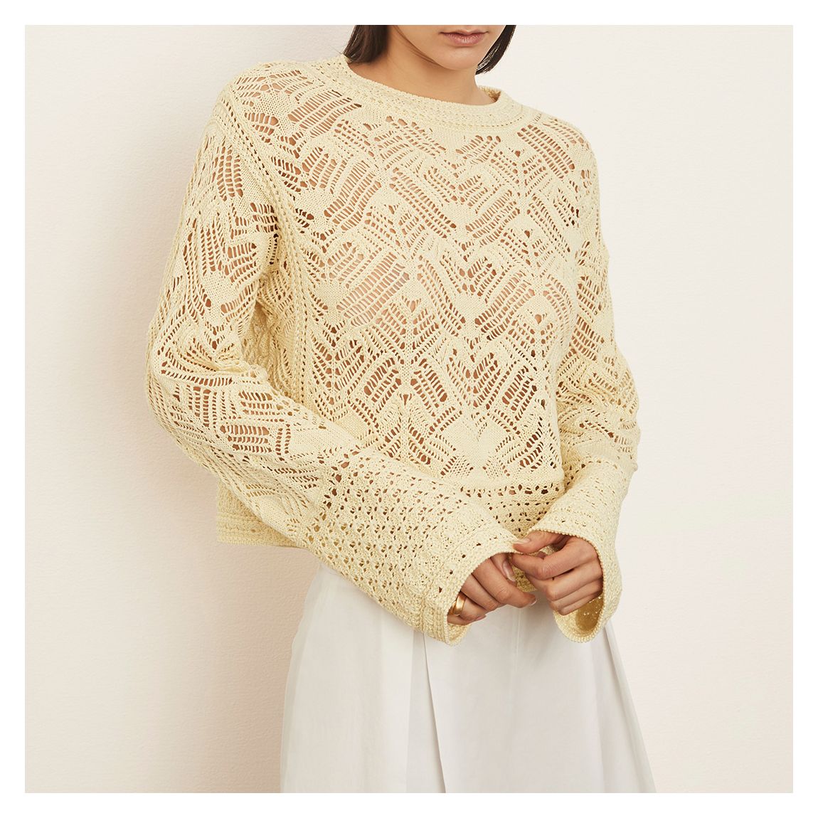 Cream Lace Patchwork Pullover main product photo