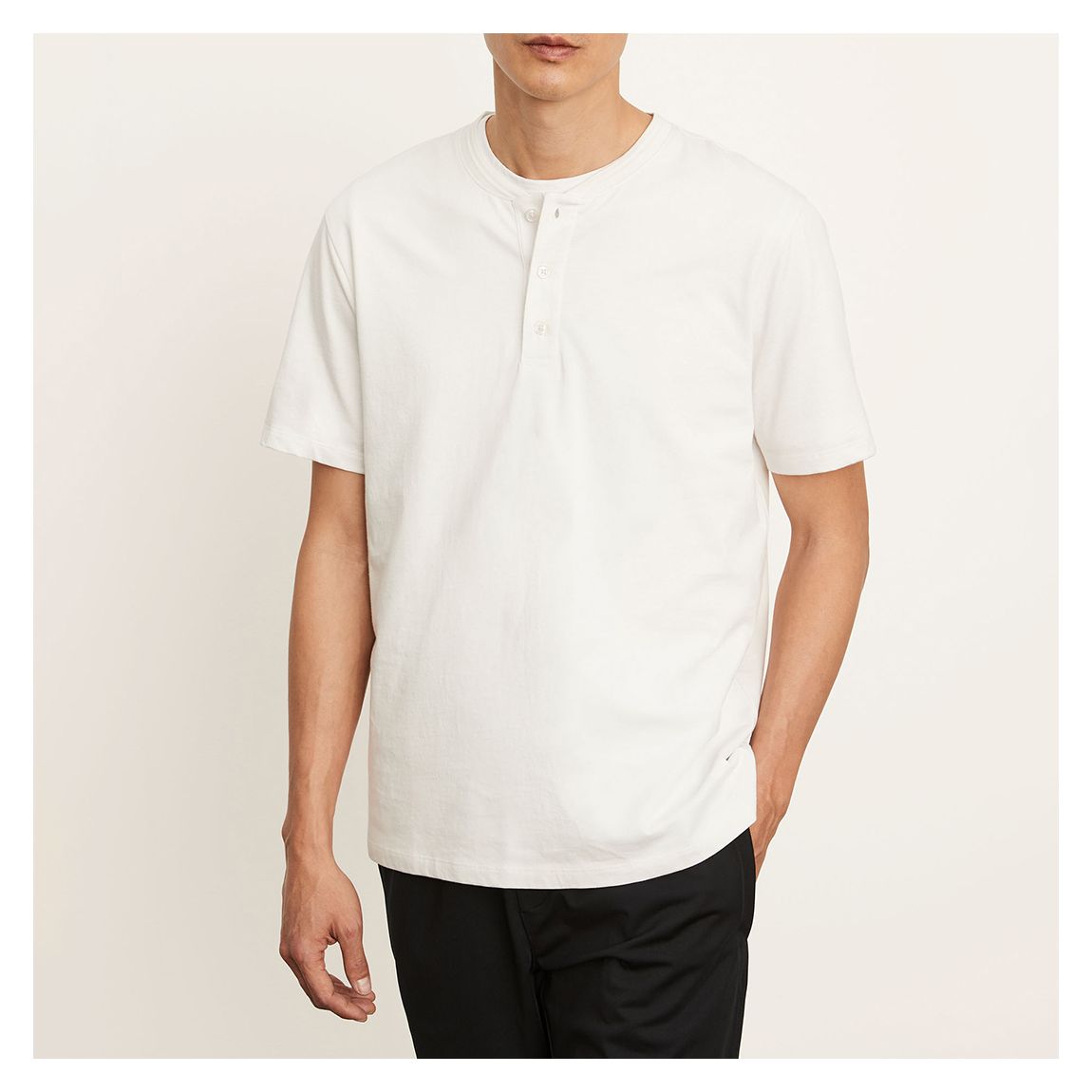 White Button Detail Cotton T-Shirt main product photo
