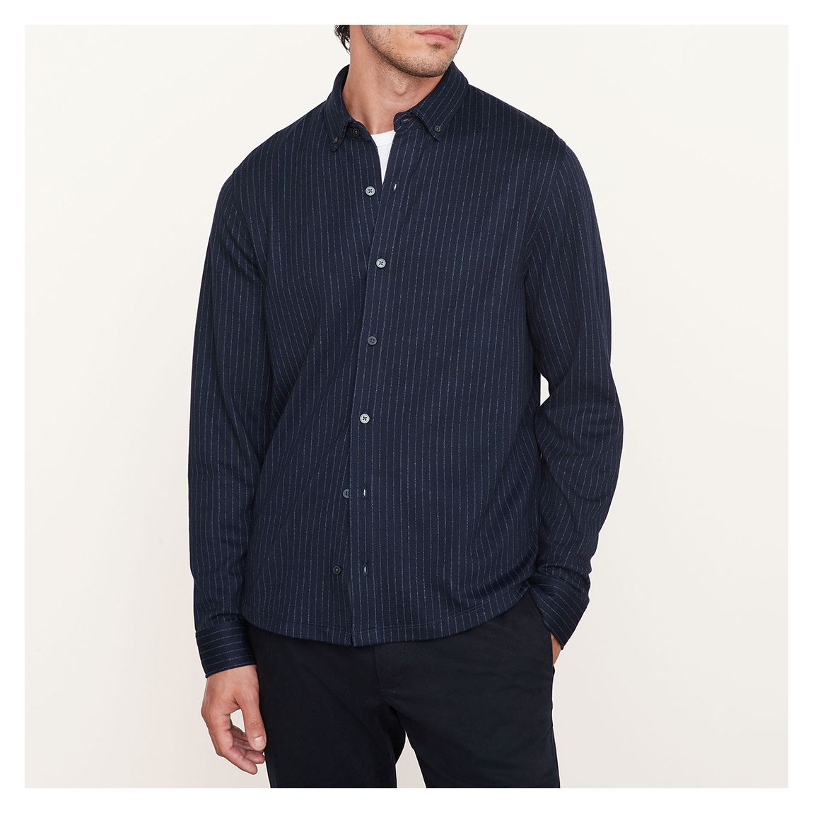 Navy Stripe Detail Cotton Blend Shirt main product photo