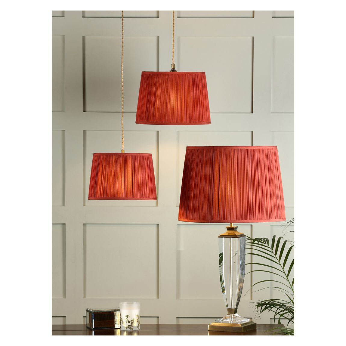 Hemsley 12" Pleated Shade, Red main product photo