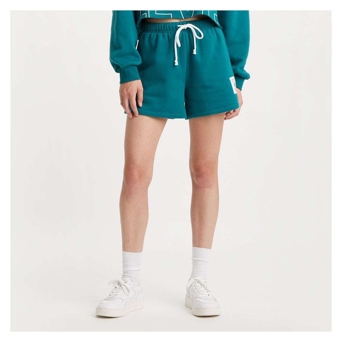 Teal Graphic Court Cotton Blend Shorts main product photo