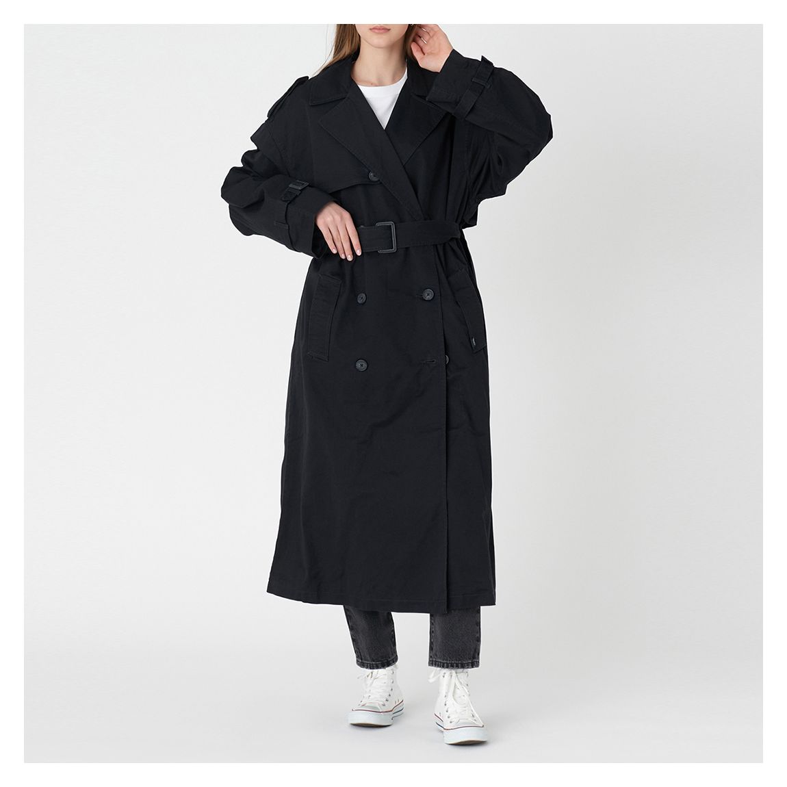 Navy Slacker Cotton Trench Coat main product photo