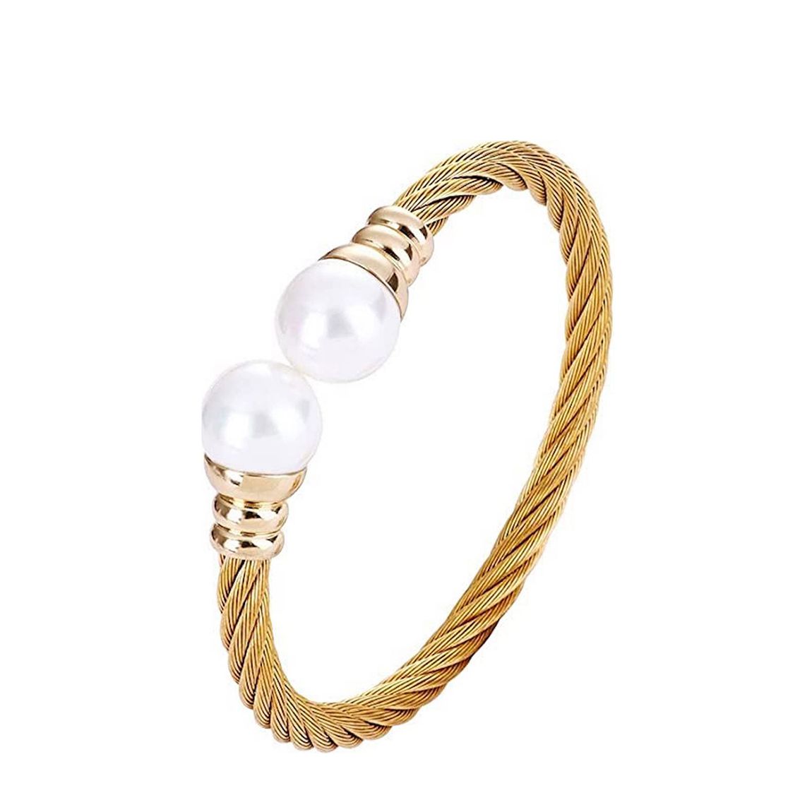 18K Gold & White Pearl Wrap Bangle main product photo