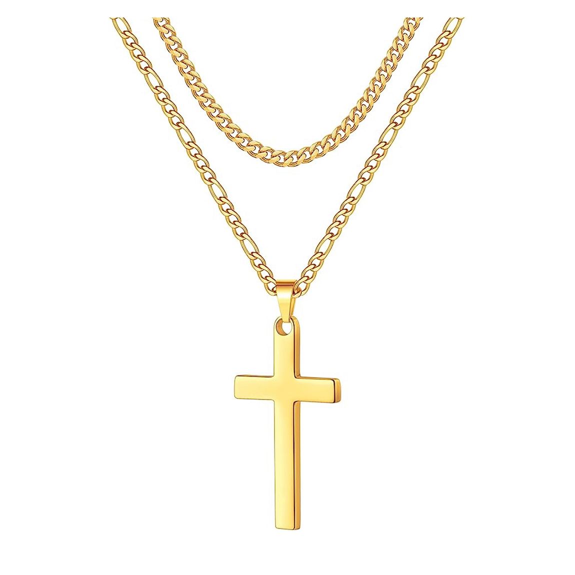 18K Gold Double Layer Cross Necklace main product photo