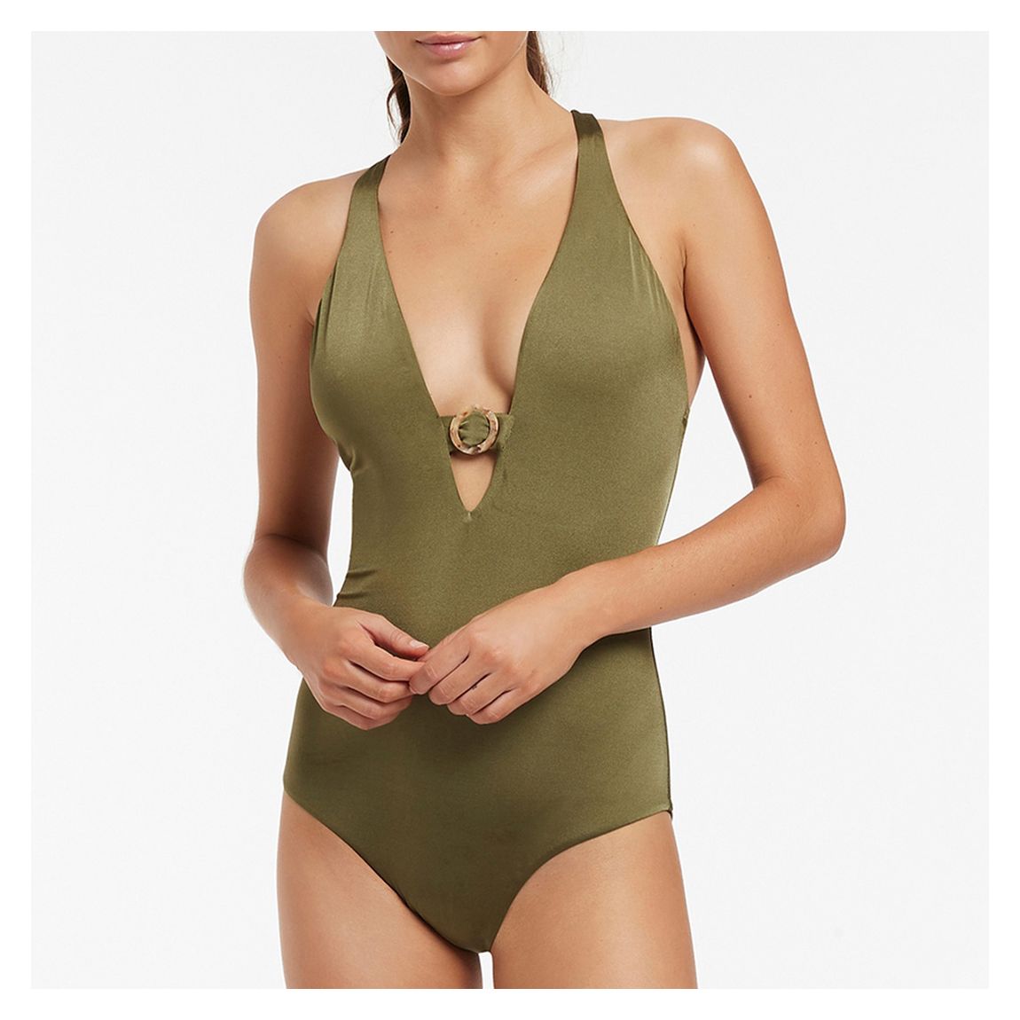 Olive Soleil Crossback Plunge One Piece main product photo