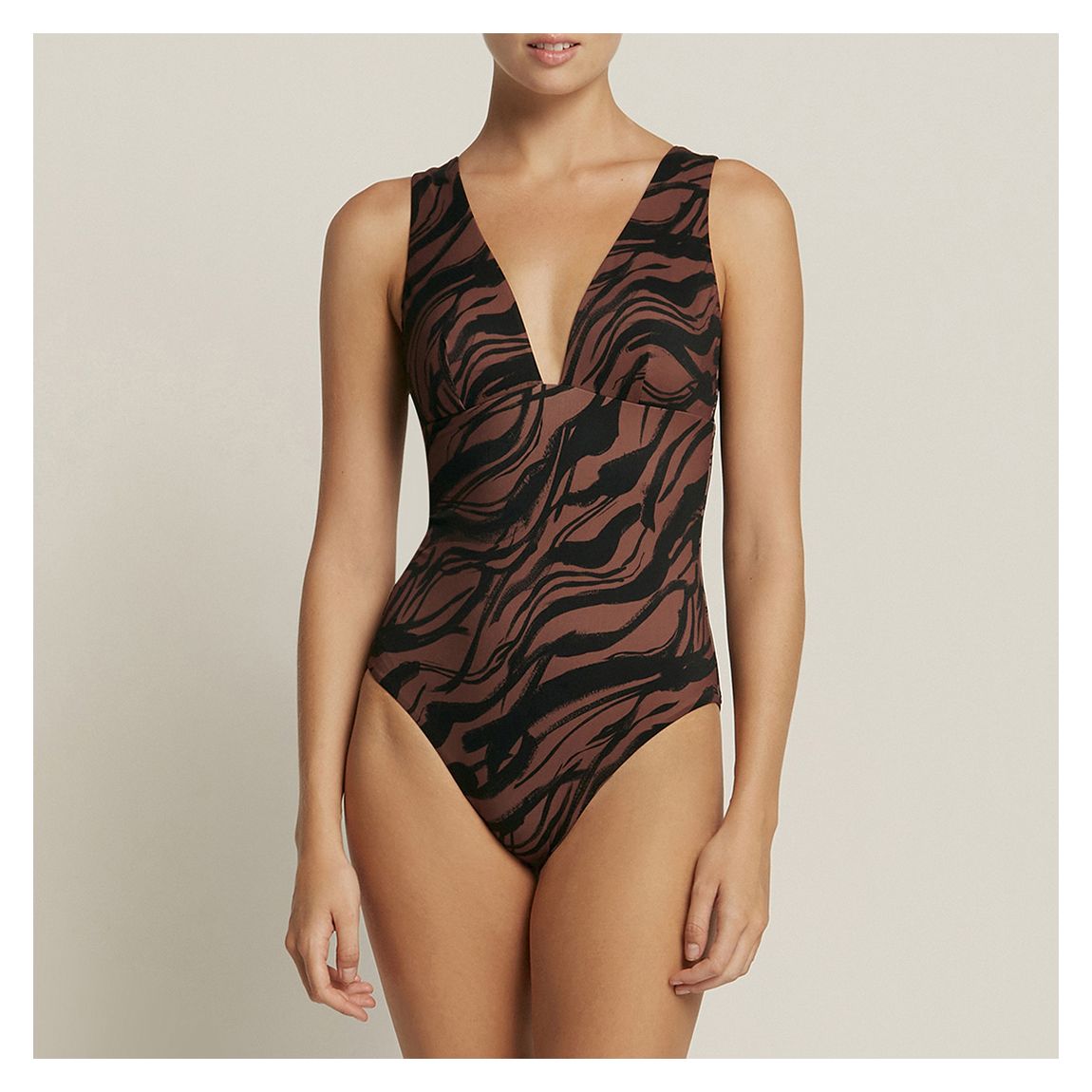 Burnt Clay and Black Nomade Plunge One Piece main product photo