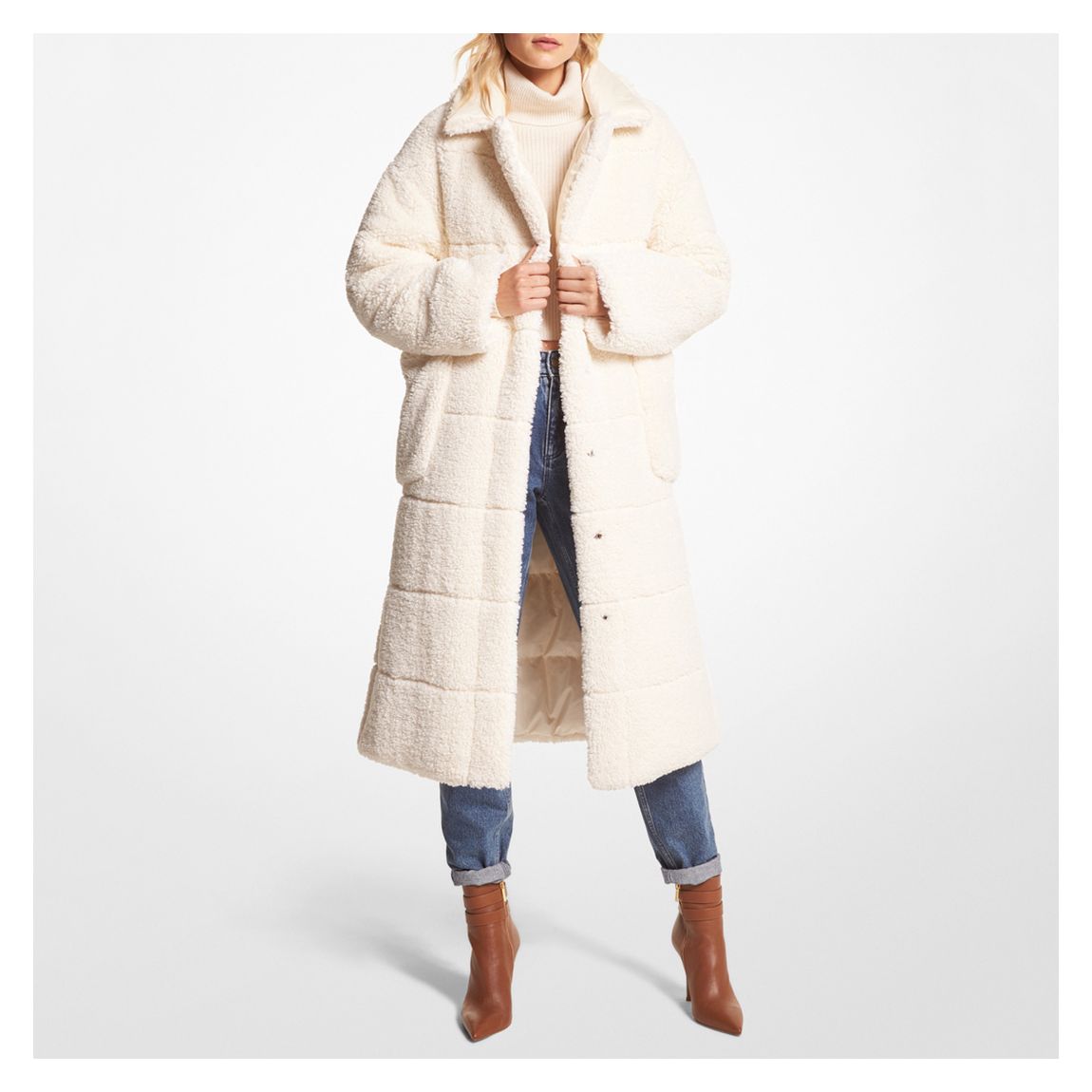 Cream Reversible Longline Coat main product photo