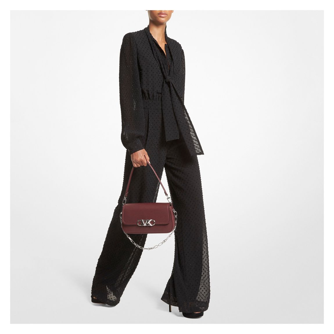 Black Tie Neck Floaty Jumpsuit main product photo