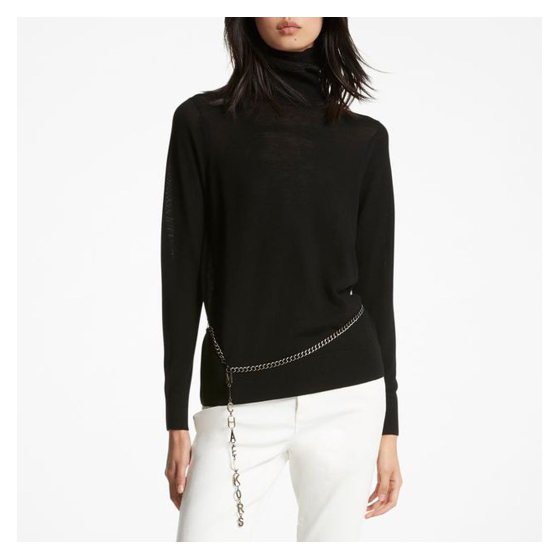 Black Charm Belt Turtle Neck Wool Jumper main product photo