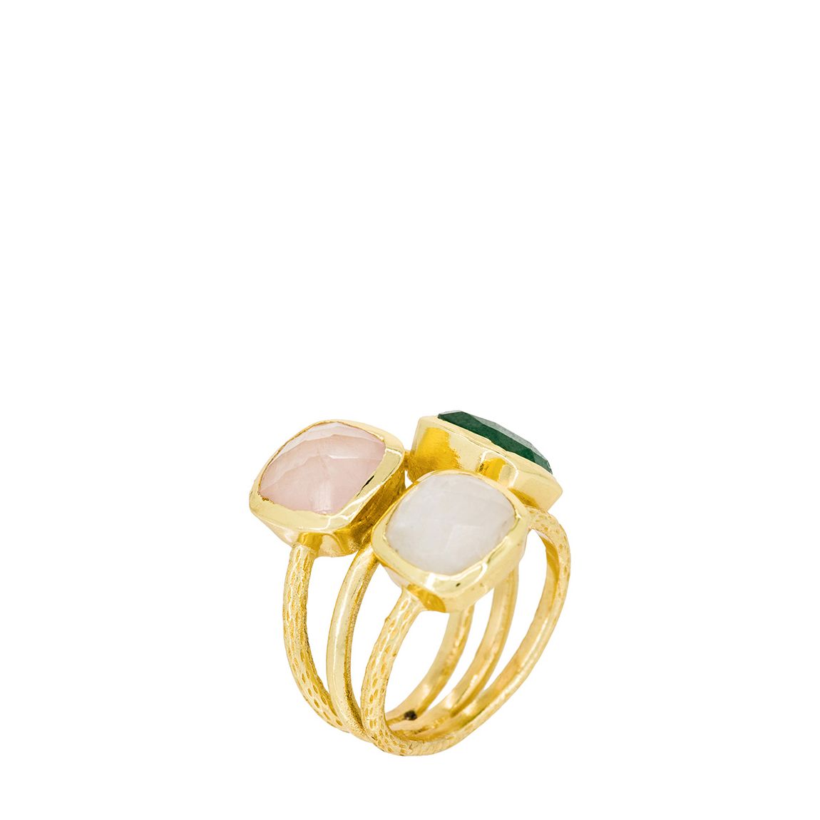 Green Elsa Ring With Pink Quartz & Moonstone main product photo