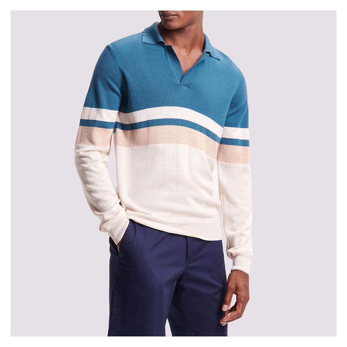 Cream Riviera Merino Wool Polo Shirt main product photo