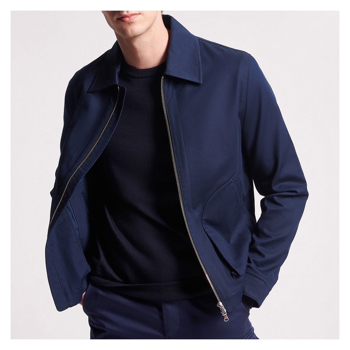 Navy Harrington Cotton Blouson Jacket main product photo