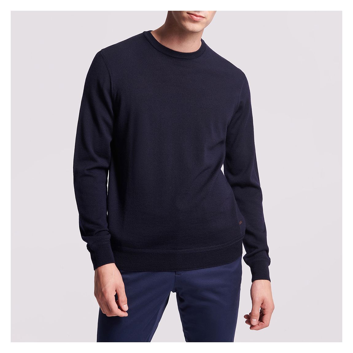Navy Crew Neck Merino Wool Jumper main product photo